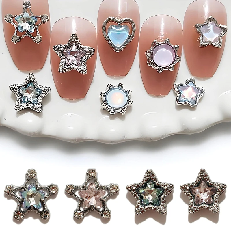 

10PCS 3D Luxury Alloy Stars Nail Art Rhinestone Charms Jewelry parts accessories For Nails Decoration Manicure Supplies Material