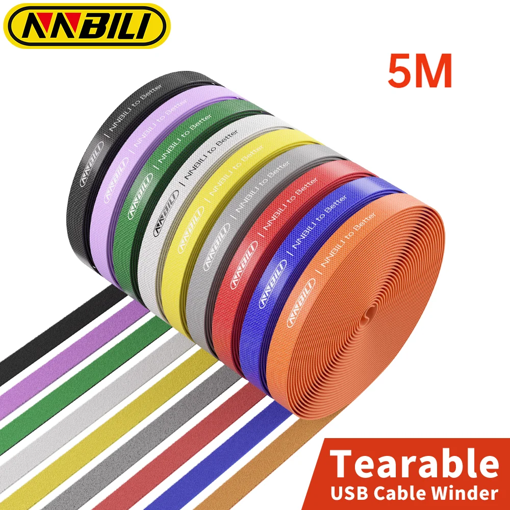 NNBILI 5m Cable Organizer Management Tearable Organizador Cables 10mm Width Winder Ties Phone Accessories Wire Cord Organizer ﻿