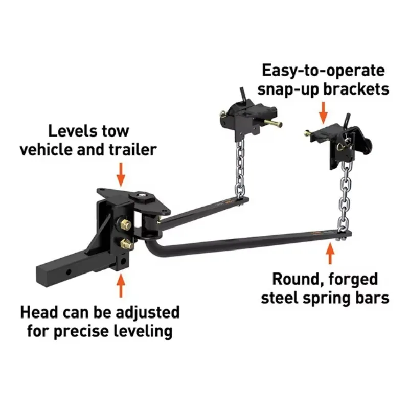 1200lb Spring Steel Powder Coated Trailer Hitch Weight Distribution Equalizer Balancer with Friction Sway Controls RV Towing Acc
