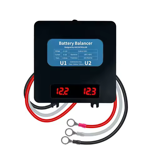 LED Display Battery Equalizer 24V Battery Charge Discharge Balancer Regulator For 2x12V Lead-Acid Gel/Flood/AGM Battery