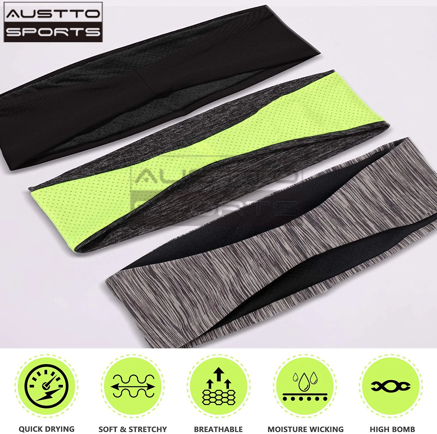 Austto Sports Headband Slim Workout Cooling Sweatband for Men Women Running Sycling Outdoor Sport