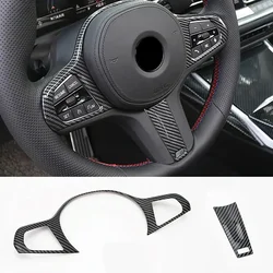 For BMW 3 5 Series G20 G30 X3 X4 G01 G02 2018-24 ABS Carbon Fiber Car Steering Wheel Button Cover Trim Stickers Car Accessories