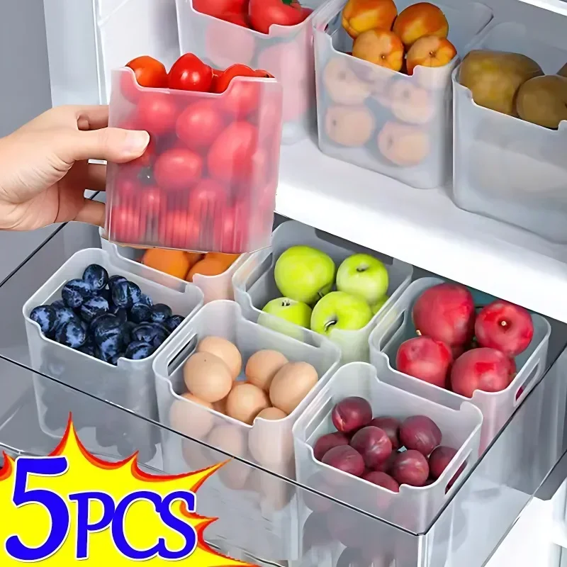 5/1PCS Refrigerator Storage Boxes Food Fresh Organizer Cold Storage Crisper Fruit Spice Food Container Boxes Home Kitchen Box