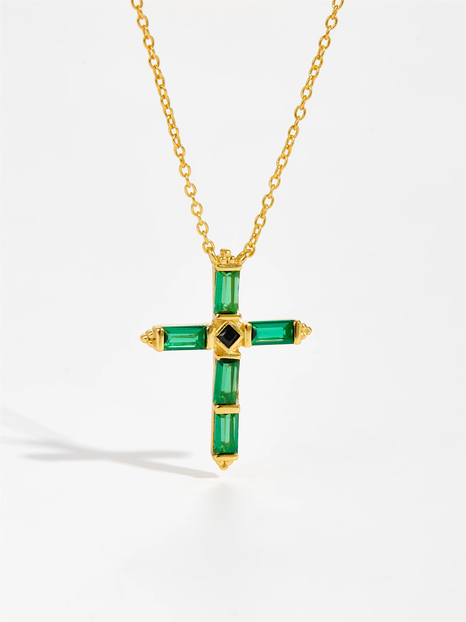 ANDYWEN 925 Sterling Silver Kolorowy krzyż Naszyjnik Długi łańcuch Drobna biżuteria Obroża Corto Doris Verde Rosa Rock Punk Oro — zdjęcie 2