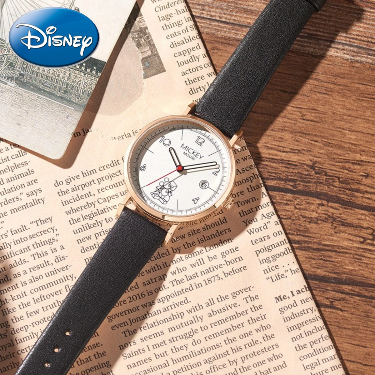 Disney Gift With Box Mickey Minnie Series Light Simple Calendar Waterproof Student Watch Quartz Clock Relogio Masculino