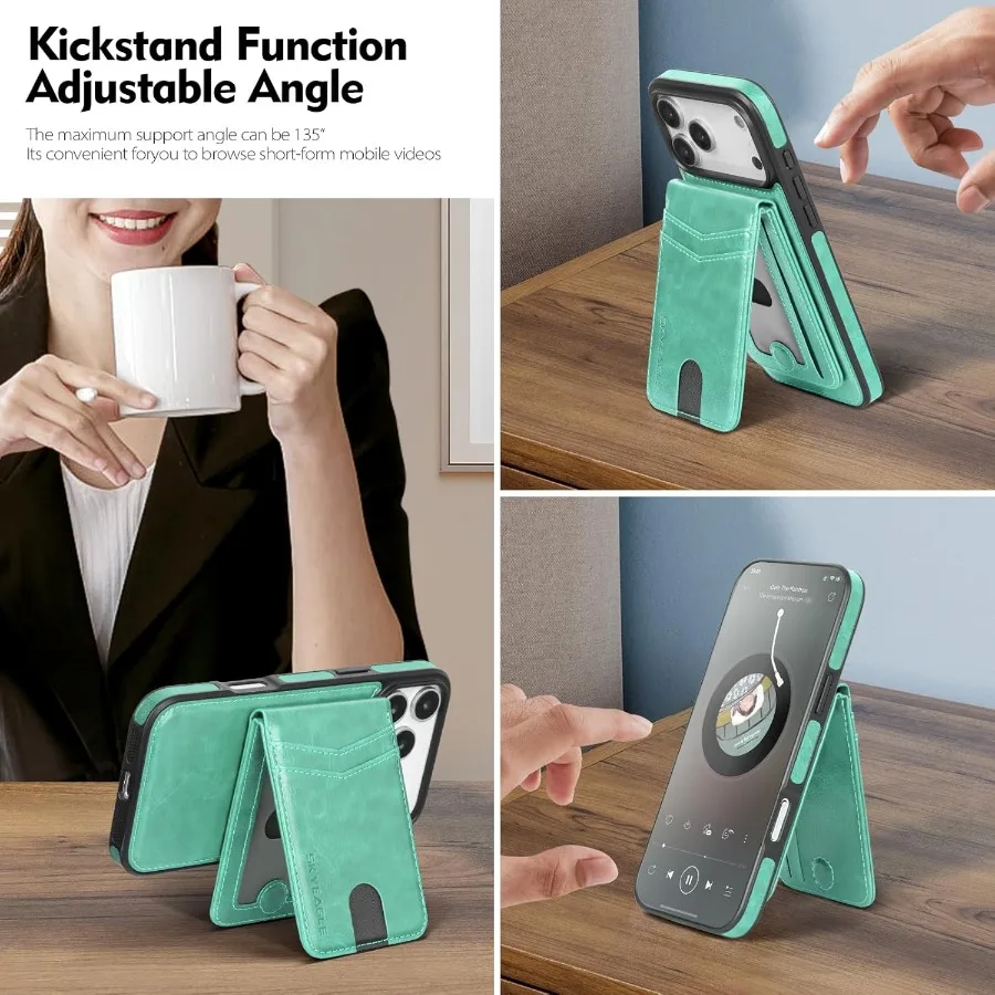 Compatibile con Magsafe 2 in 1 Custodia a portafoglio staccabile per iPhone 17 Pro con porta carte per donna uomo pelle PU magnetica