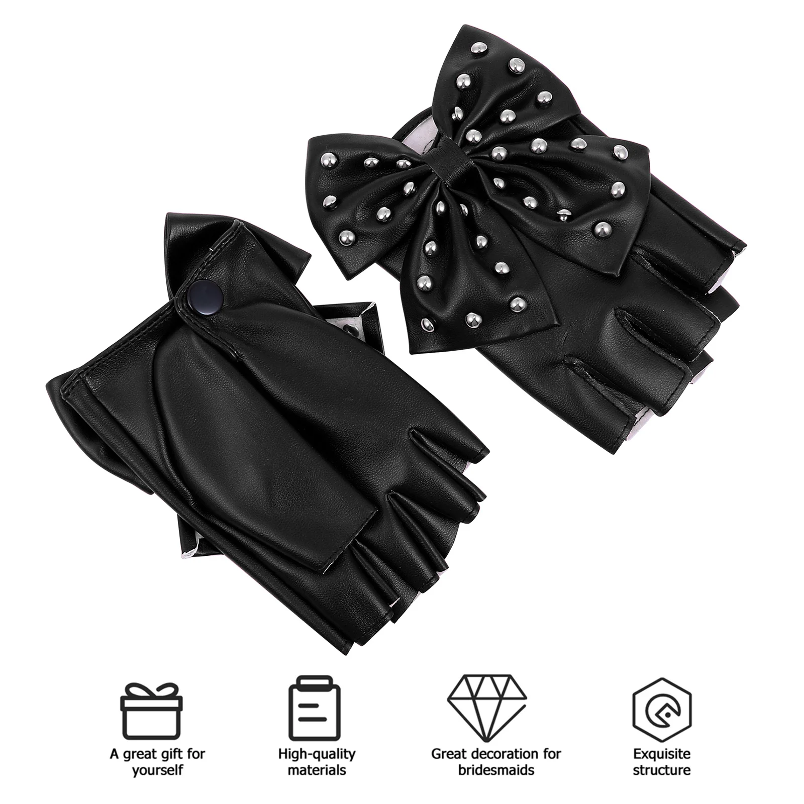 Guanti con borchie a mezze dita Moda Lady Stage Riding Rivet Retro Natale Capodanno Regalo per feste Design traspirante