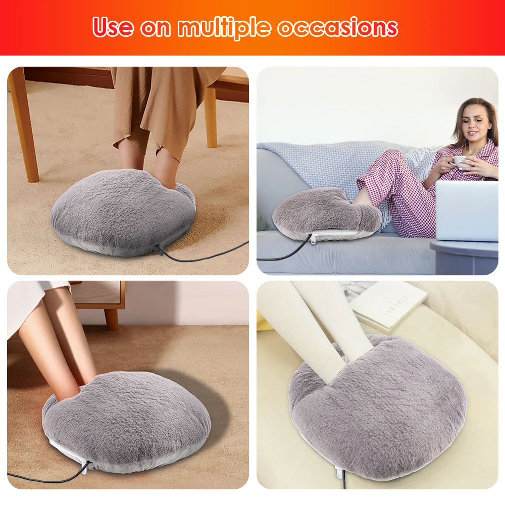 USB Charging Electric Heater Foot Warmer Foot Heating Pad Washable Warm Foot Cover Feet Warmer for Home Bedroom Office