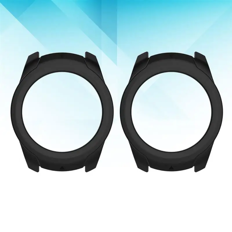 

2pcs Silicone Watch Case Anti-fall Wristwatch Shell Frame Scratch Proof Protective Cover Compatible for ticwatch Pro (Black)