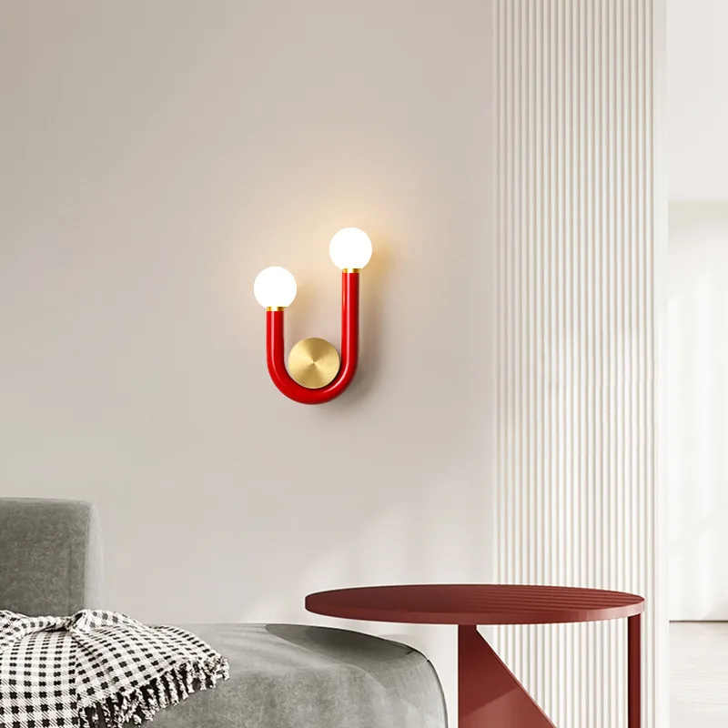 U-Shaped Led Wall Lamp Modern Bedroom Bedside Lamp Living Room Aisle INS Light Nordic Plant Decoration Background Light