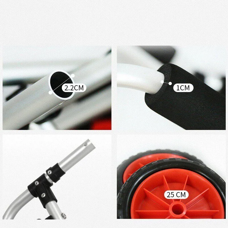 Aluminum Foldable Kayak Cart - Adjustable Strap SUP Hand Truck with Fiberglass & Hard Plastic Parts