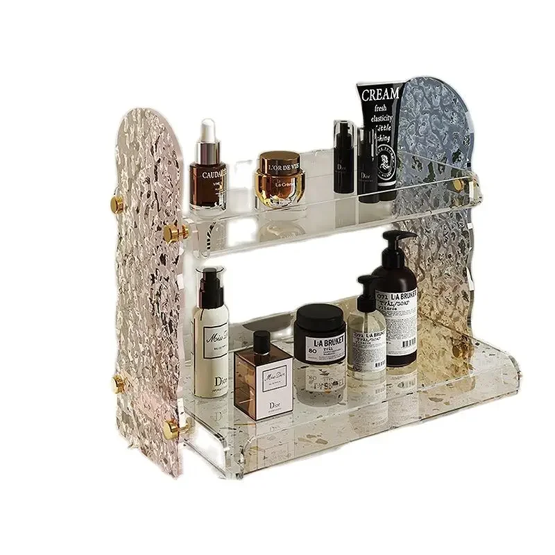 

Настольные полки для туалетного столика в ванной комнате, акриловый светильник, роскошный двухслойный умывальник, органайзер, держатель, аксессуары для полки