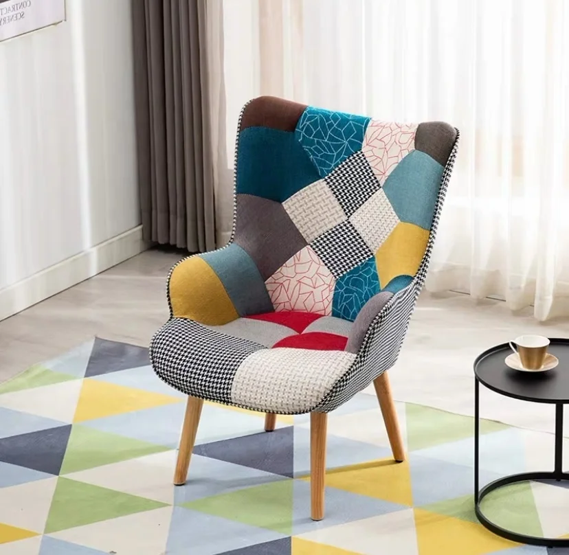 ที่กําหนดเองขายส่งร้านกาแฟออกแบบเฟอร์นิเจอร์ห้องนั่งเล่นหรูหราผ้าเย็บปะติดปะต่อกันเก้าอี้รับประทานอาหาร