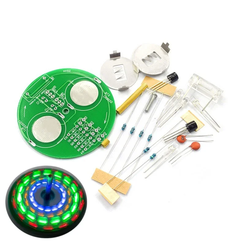 Diy Electronic Kit LED Gyro DIY Welding Kit Rotating Lantern Inline Components Diy Electronic Sodering Project(without Battery)