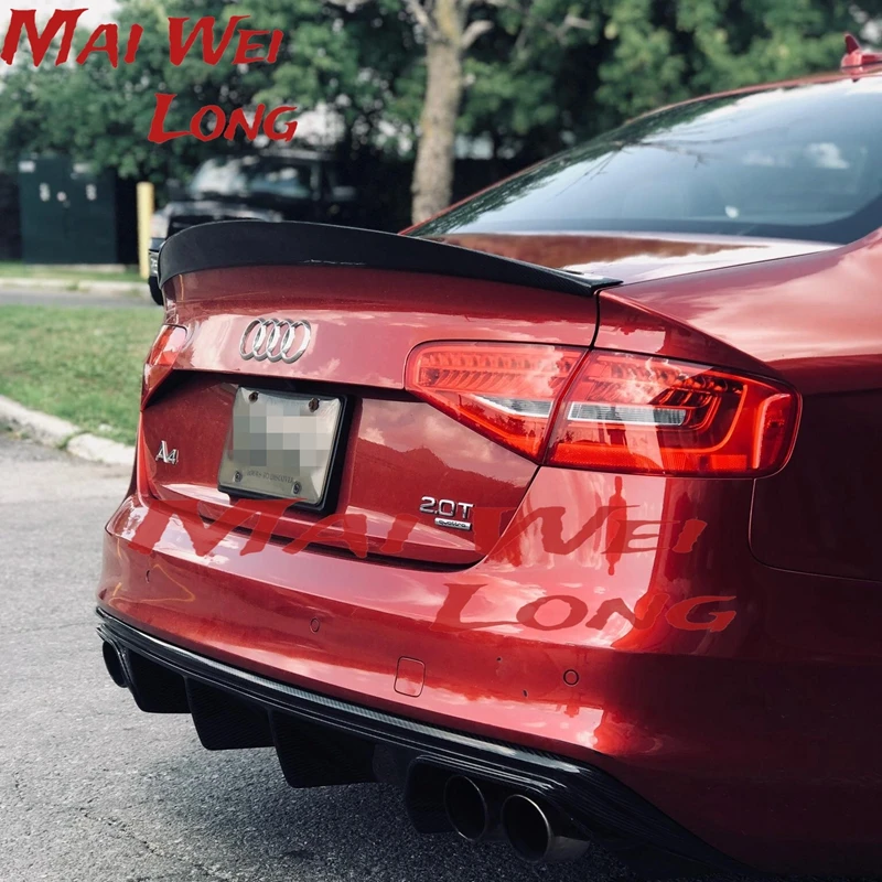 For Audi A4 S4 B8 B8.5 4 Door Sedan 2009 2012 2020 HK Style High Quality Carbon Fiber Rear Wing Roof Rear Box Decorated Spoiler