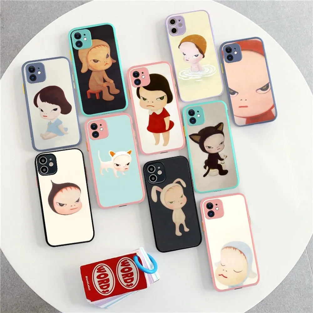 Yoshitomo Nara Art Чехол для телефона для iPhone 14 X XR XS 7 8 Plus 11 12 13 Pro MAX 13 mini Матовый противоударный чехол