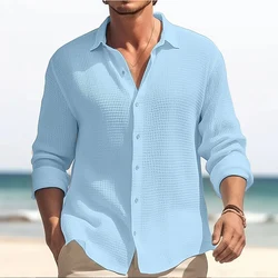 Spring Autumn New Solid Color Fashion Long Sleeve Shirt Man High Street Casual Button All-match Cardigan Comfortable Y2K Tops