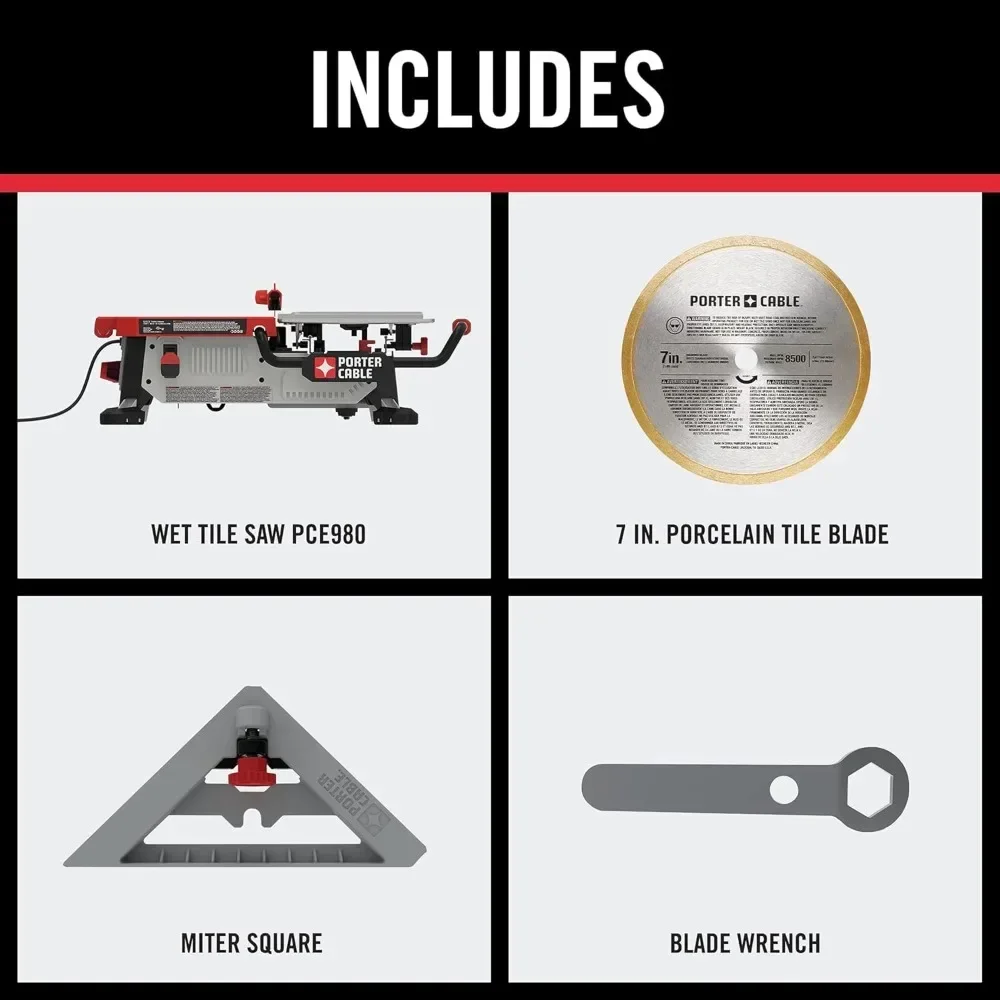 Tile Saw, Wet Saw with 7-inch Cutting Capacity and On-Board Cutting Guide