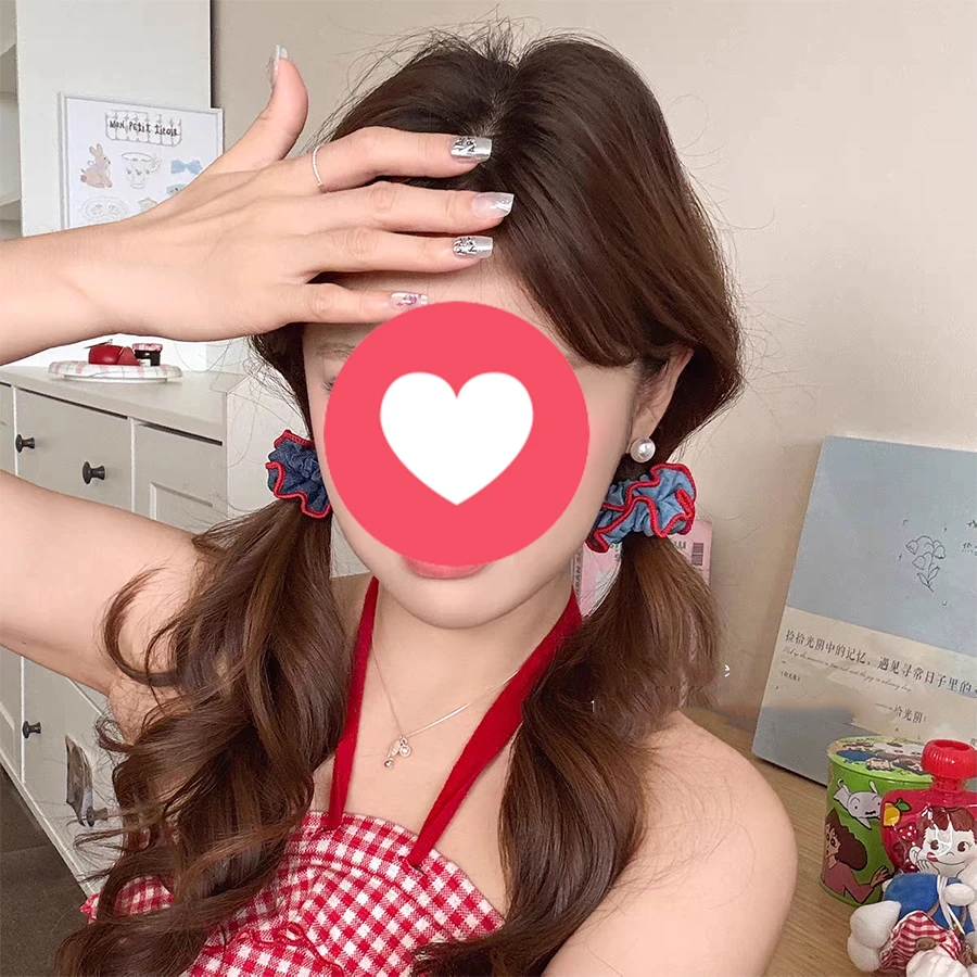 2PC Goede Denim Hoge Elasticiteit Haarbanden Touw voor Vrouwen Meisjes Paardenstaart Houder Koreaanse Haaraccessoires