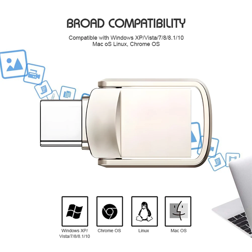 Lenovo 2TB USB Flash Drives High Speed Metal Pendrive 1TB USB 3.0 Pen Deive Portable U Disk For PC Laptop Computer TYPE-C Adapte