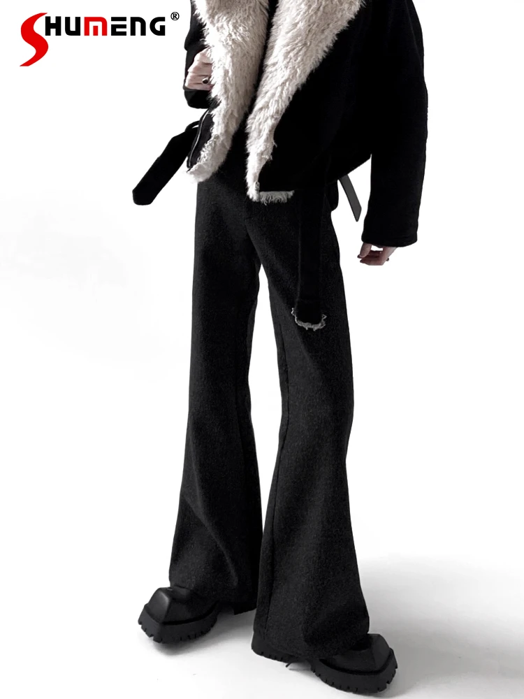 

Trendy Fine Flash Flared Pants Men 2025 Winter New High-End Comfort Chic Straight Pants Male Simple Solid Color Zipper Trousers