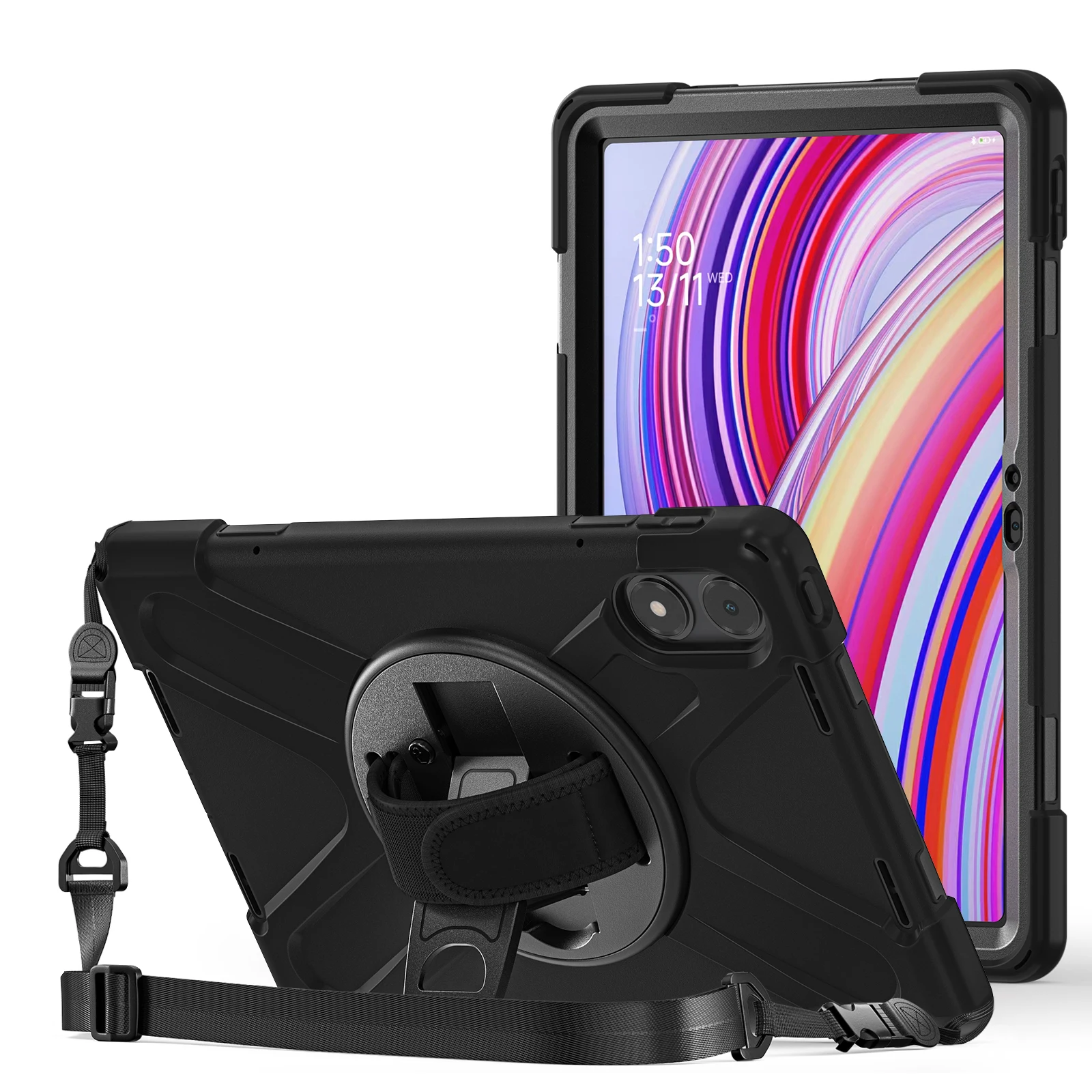 Armored Shockproof Palm Strap Shoulder Strap 360 Rotation Stand Case Cover For Redmi Pad Pro 12.1 Inch Xiaomi Poco Pad 12.1 Inch