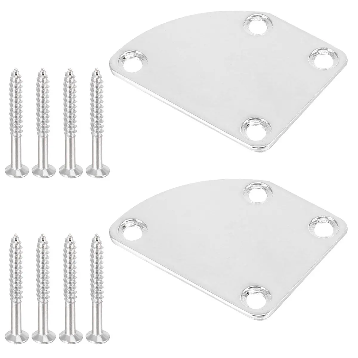 

2Pcs Electric Guitar Bass Neck Plate High Grade Metal Neck Strength Connecting Board Replacement Screw Included Golden