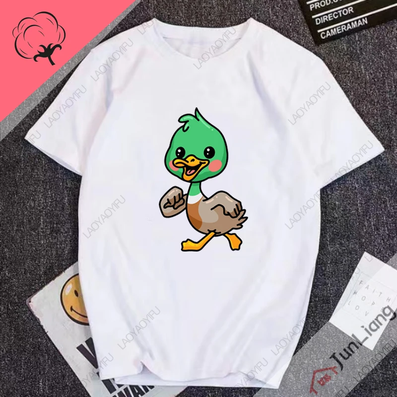 Cute Pelican Bird Cartoon Y2k Clothes for Women 100% Cotton Women's Clothing Offers Harajuku Fashion Goth T-shirts Woman Top