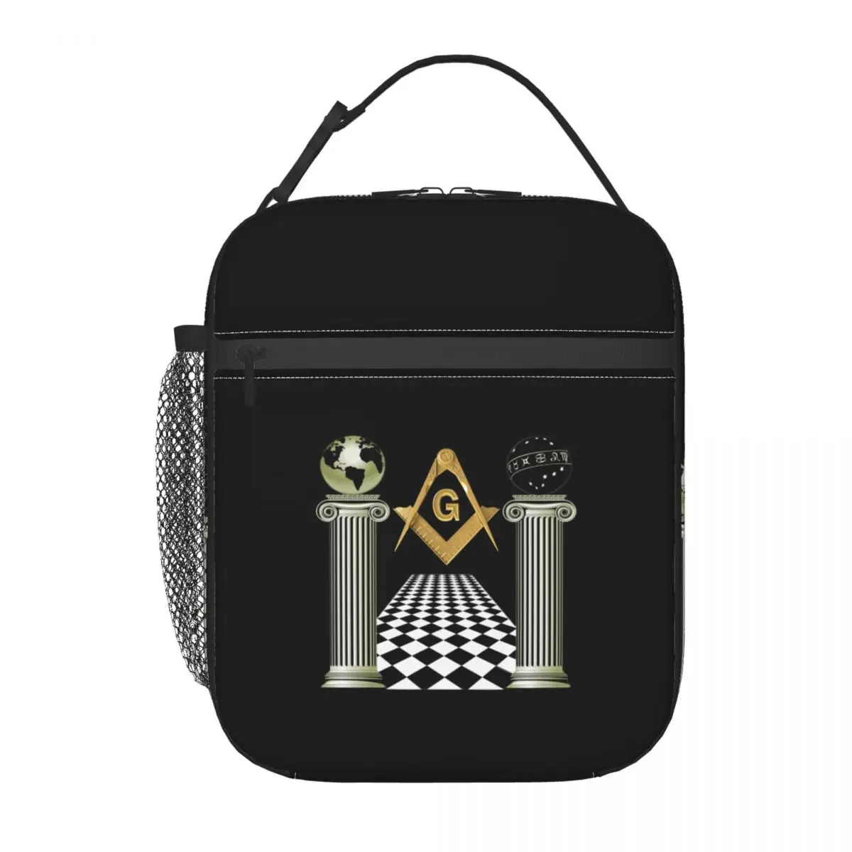 Boaz And Jachin Solomon\'s Temple Portable Lunch Box  Leakproof Masonic Mason Freemason Cooler Thermal Food Insulated Lunch Bag