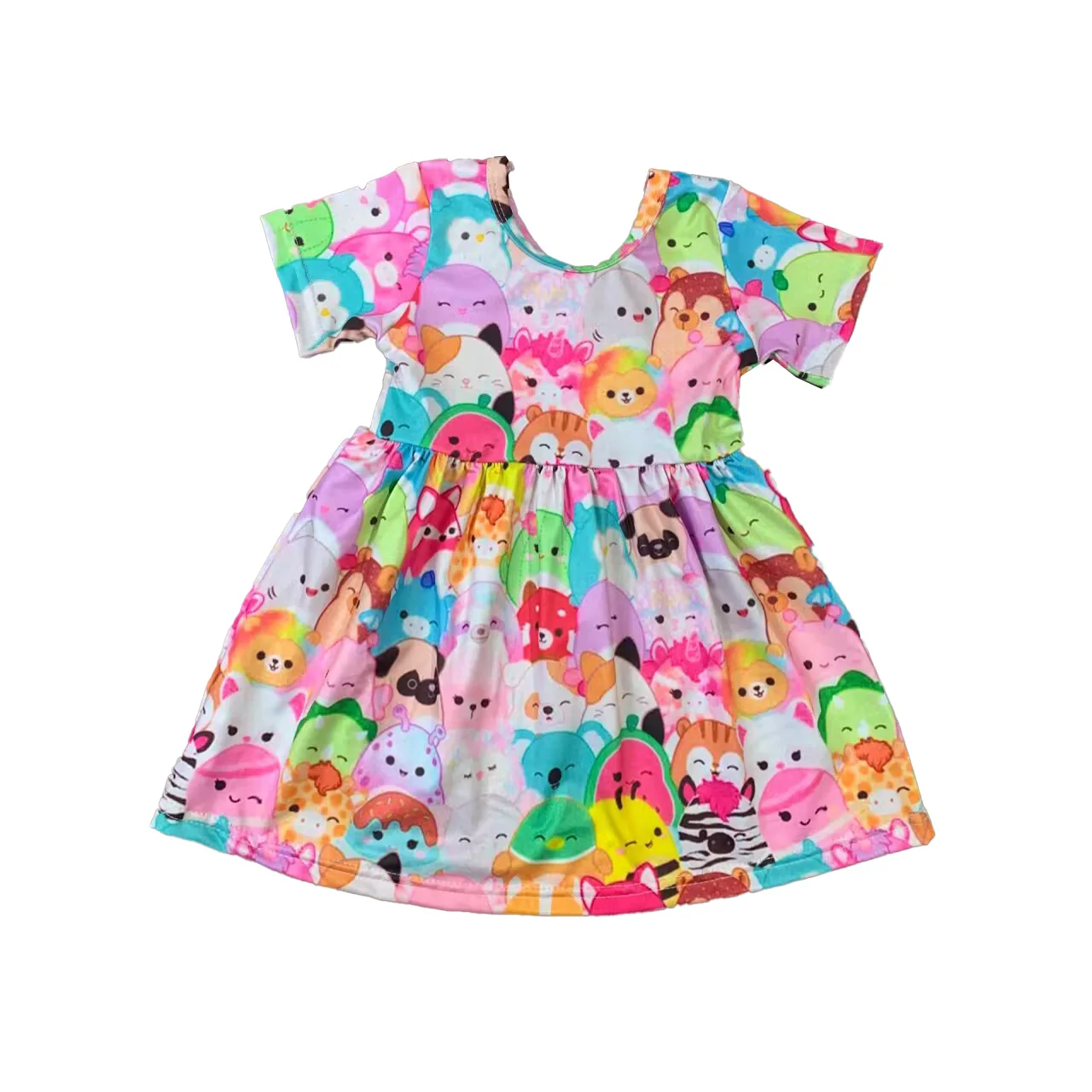 

Wholesale kids clothing summer cartoon doll short sleeve girls dresses matches tassel shorts girls sets