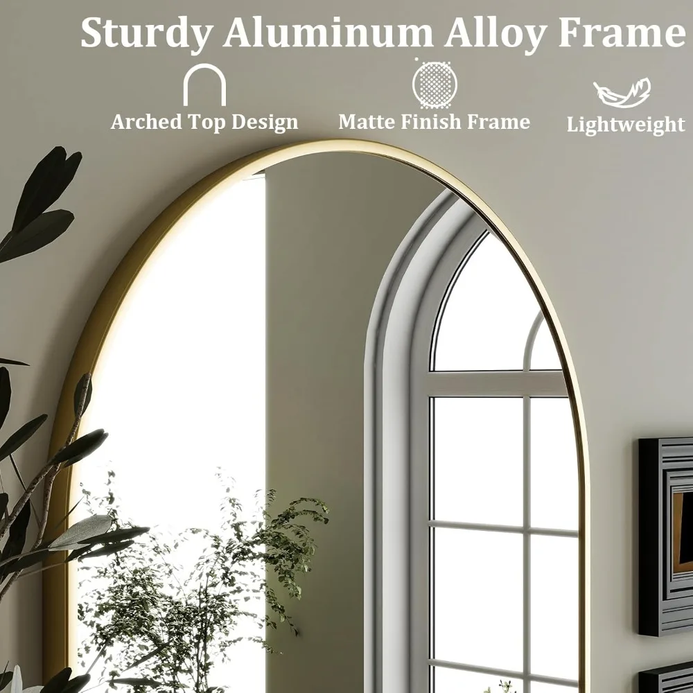 مرآة حائط مقوسة بإطار ذهبي مقاس 24 × 36 بوصة للحمام وغرفة النوم وغرفة المعيشة وديكور المنزل #4