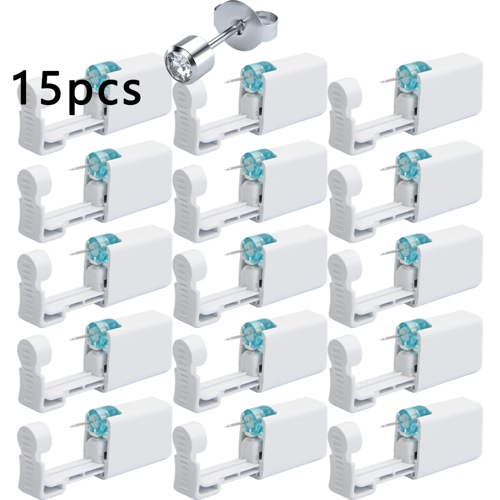 Pistola perforadora de orejas desechable de 1-20 piezas con aretes de diamante blanco de 4 mm, kit de perforación de orejas para uso doméstico