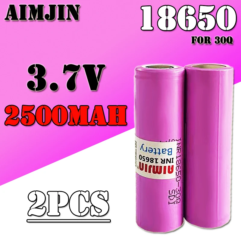 

2pcs 3.7 V 2500mah 18650 Batterie Für Samsung 30Q INR 18650 30Q 20A Lithium-ionen-akku Ersatz Exteral Batterie