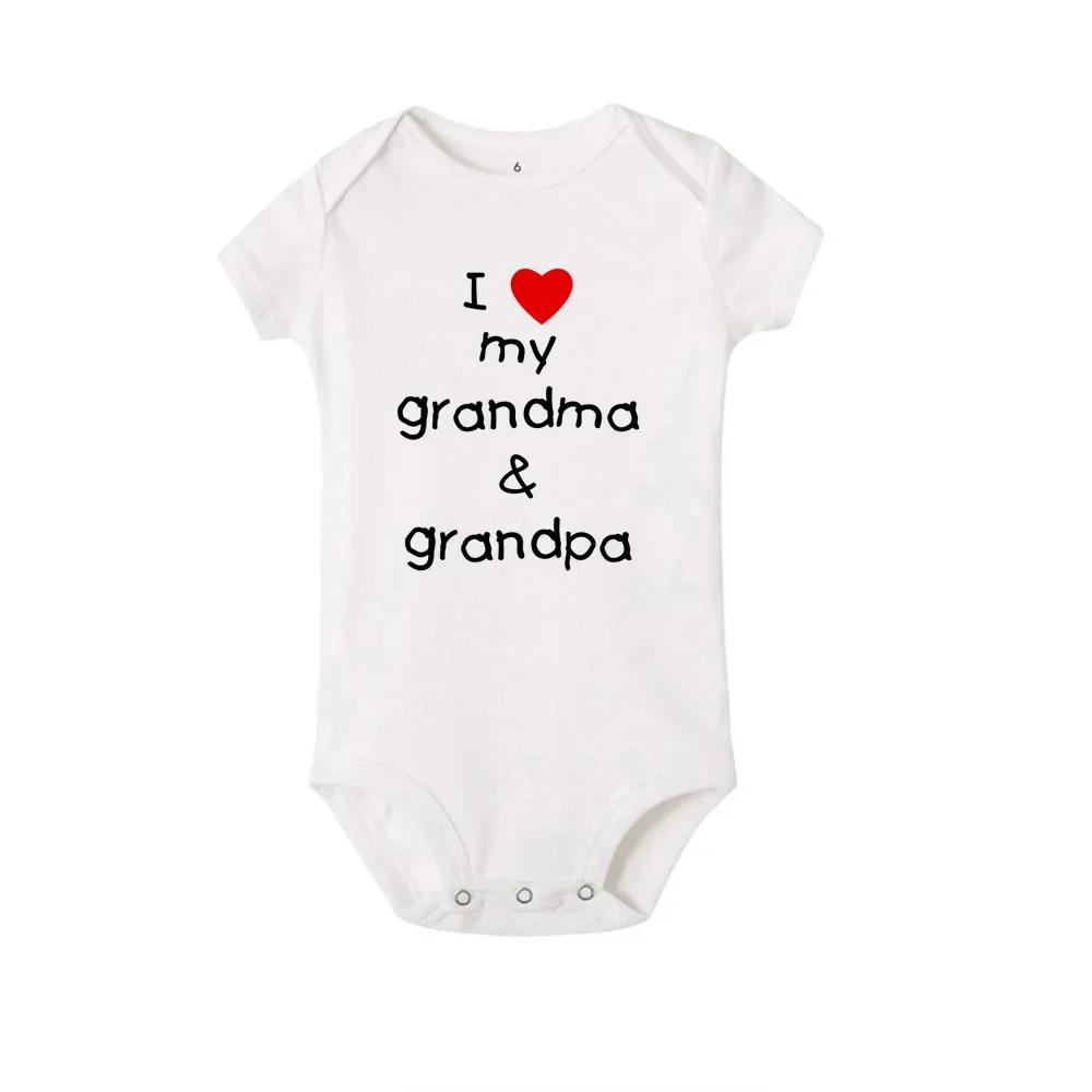 I Love My Grandma Grandpa Mommy Daddy Newborn Baby Romper Funny Infant Boys Girls  Soft Short Sleeve Casual Jumpsuit