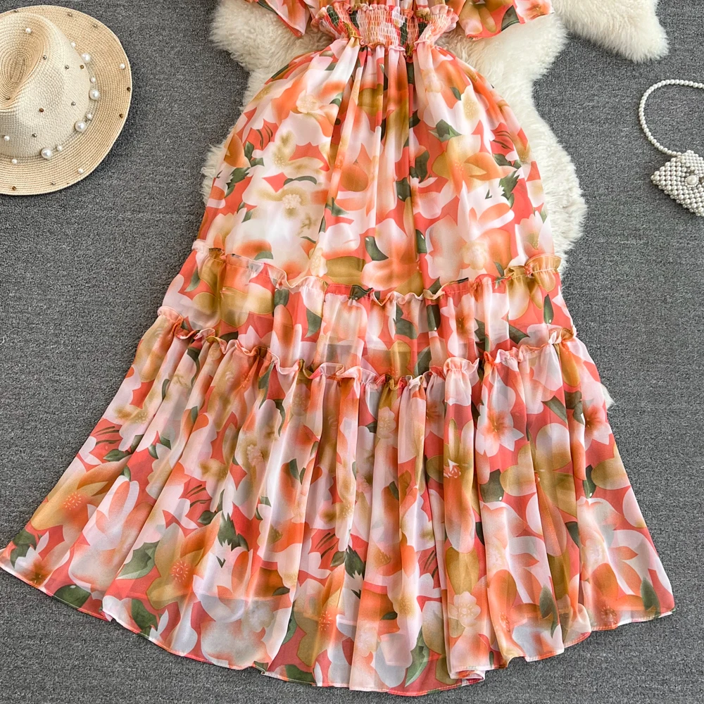 Zomer Bloemen Dames Boho Ruches Vintage Sexy Off Schouder Party Lange Jurken Elegant Kant Strand Vakantie Jurk Vestidos Плае