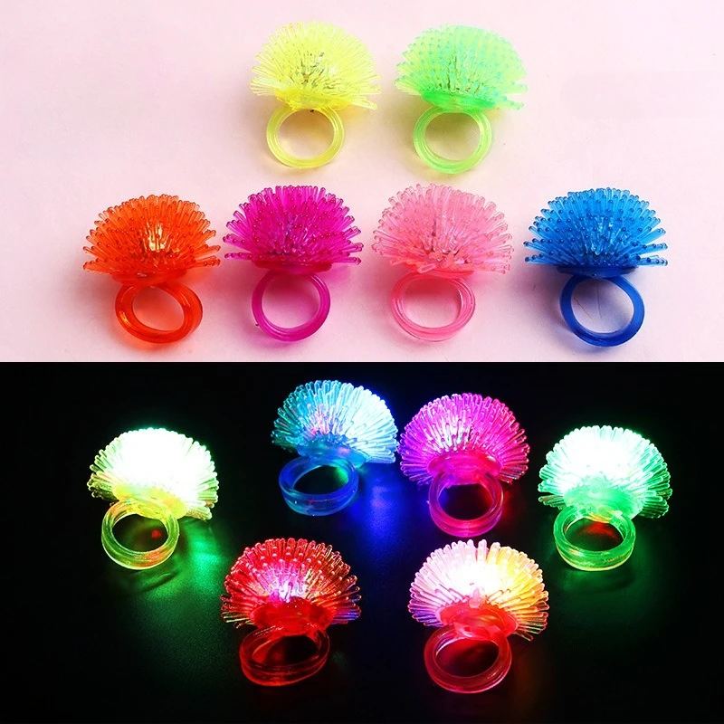 1/5/10/20pc anneau lumineux anneaux lumineux doigt lumière fronde lueur dans la nuit fournitures de fête de mariage drôle anneau de jouet en caoutchouc