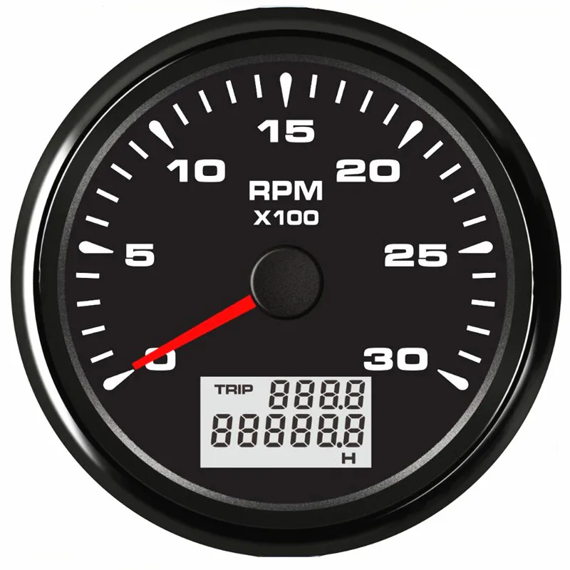 Auto 85mm 0-3000RPM toerenteller boot pulssignaal toerentellers zwart toerentellers met urentellers & 8 soorten achtergrondverlichting