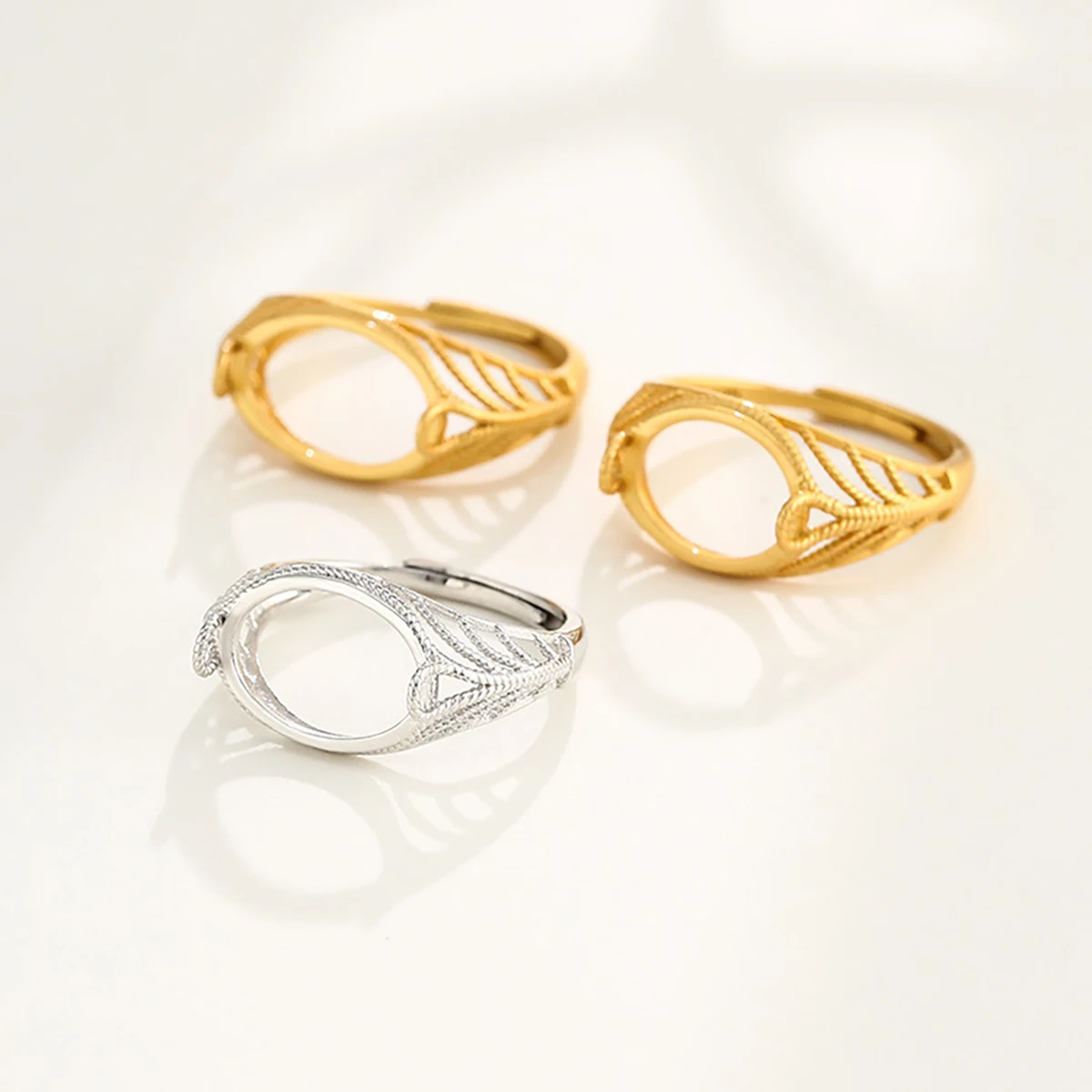 925 Sterling Silver Adjustabe Blank Ring Base 5X7/6X8/7X9/10X12/10X14mm Oval Cabochon DIY Ring Setting Jewelry Findings Making