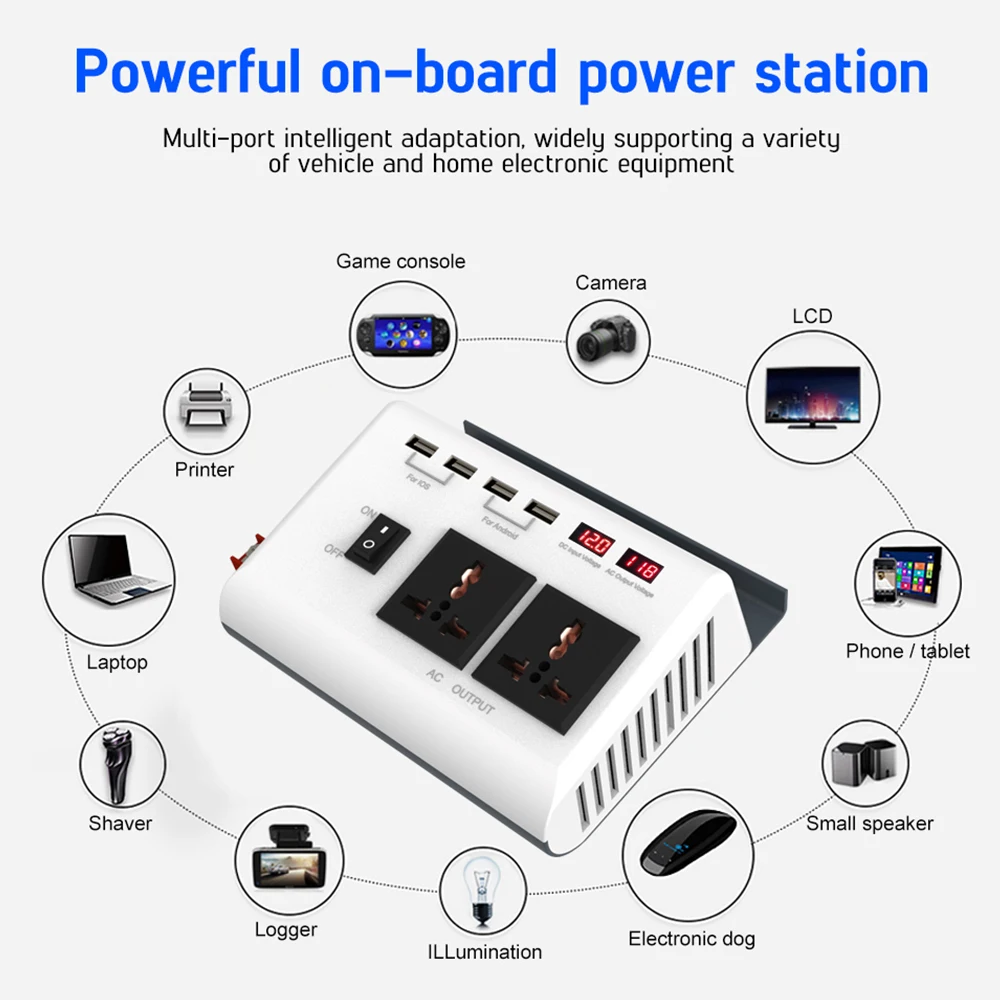 

300W Power Inverter DC12V toAC 220V Modified Sine Wave Inverter with 18W Solar Panel and 30A Solar Charge Controller for Mobiles