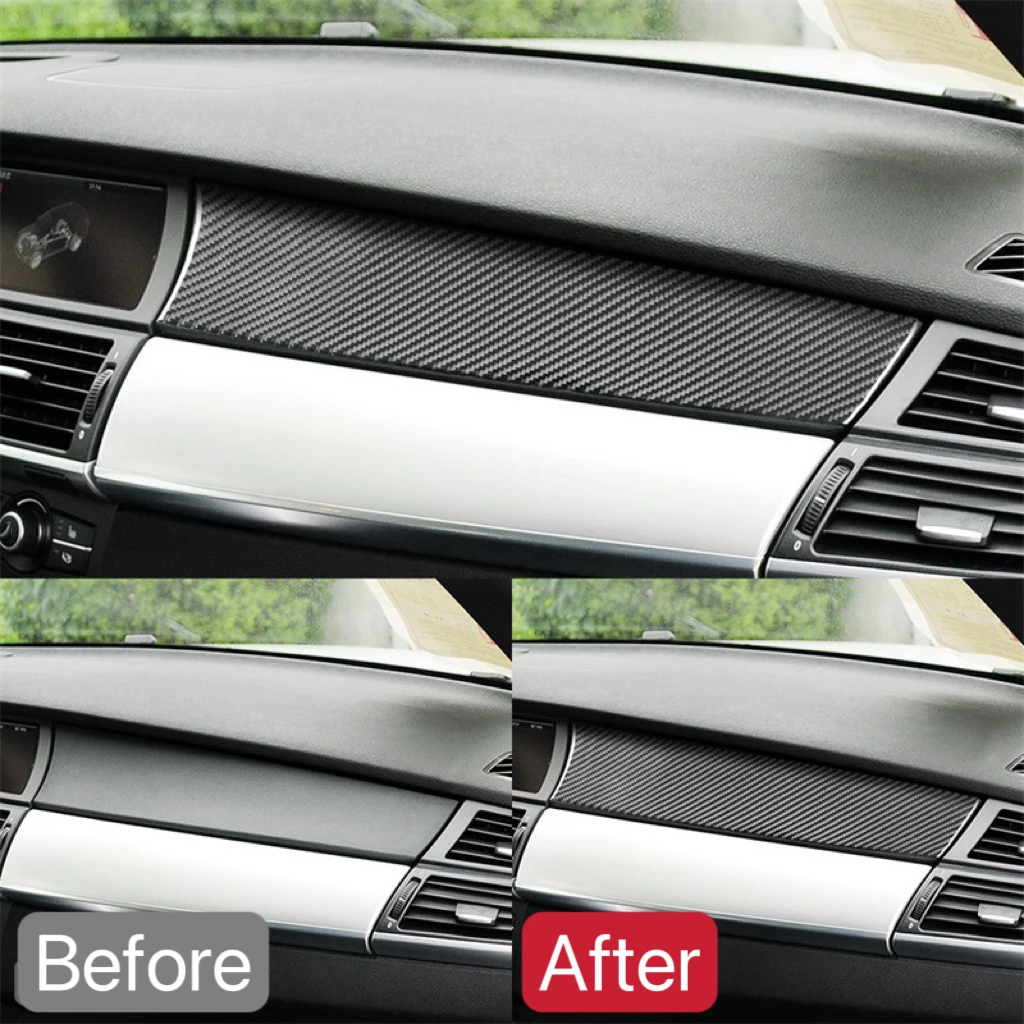 For BMW X5 E70 X6 E71  Car Dashboard Panel Cover ​Decorative Trim 2008 2009 2010 2011 2012 2013 Carbon Fiber LHD