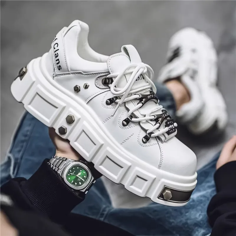

Men's fashion thick-soled trainers, street hip-hop style casual shoes, trendy and versatile with studs.