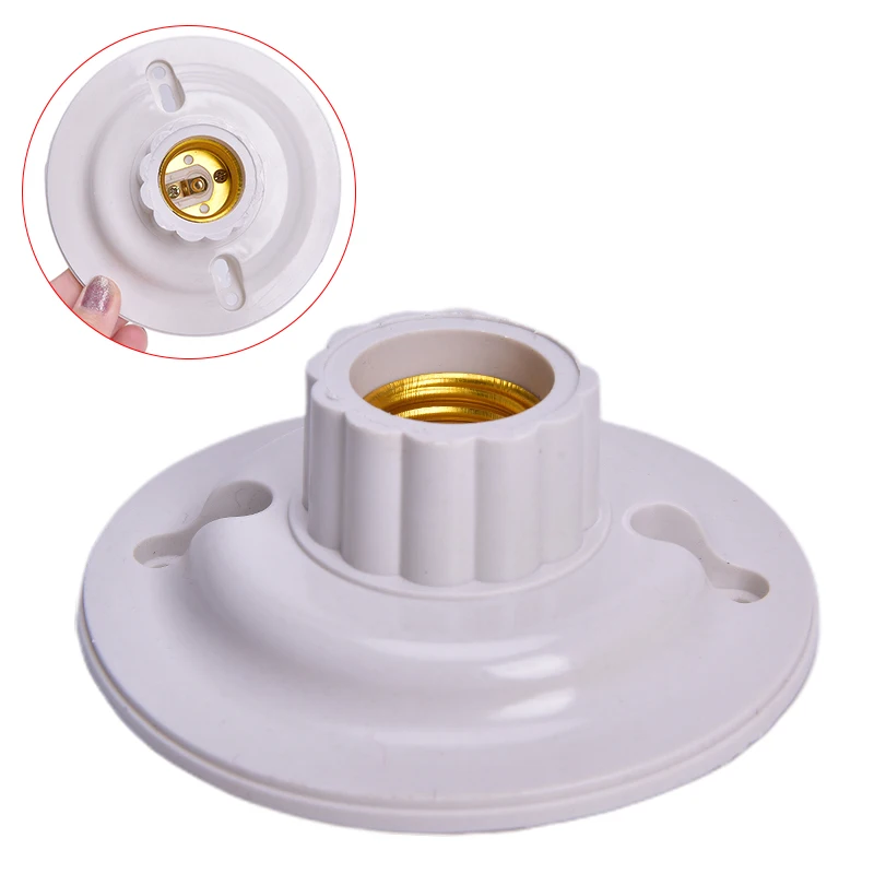 1pc E27 LED Light Bulb Holder Round Socket E27 Base Hanging Lamp Socket Screw Base Plastic Accessories