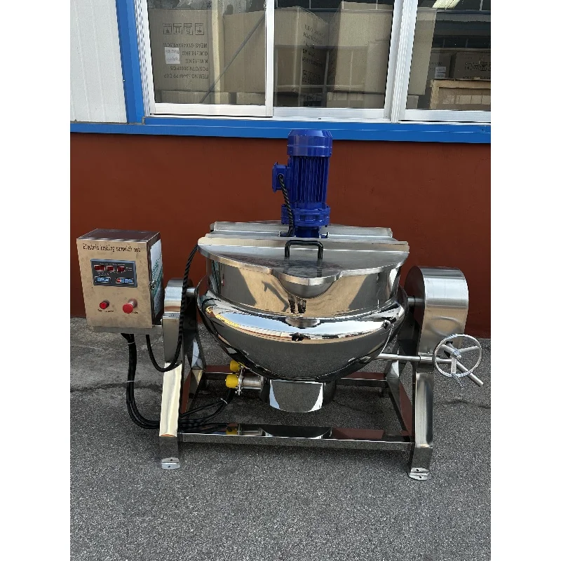 Large Jacketed Steam Kettle Motor Multi-Voltage (220-480V) 1 Year Warranty Planetary Stir-Fry Wok For Central Kitchen Use
