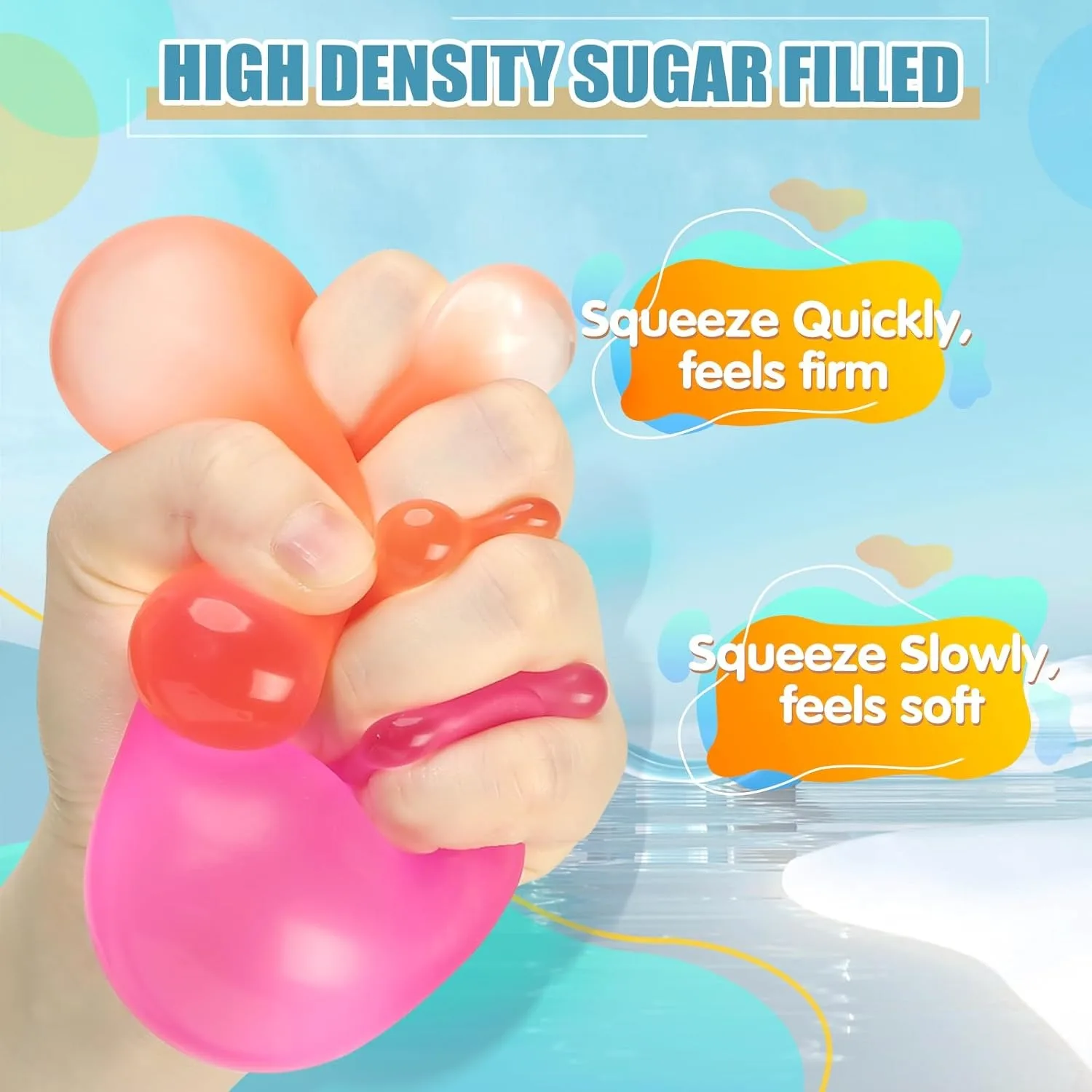 كرات الإجهاد هلام الذاكرة هلام السكر شغل كبير اسفنجي تململ لعبة للأطفال الكبار عالية الكثافة ضغط كرات لتخفيف التوتر