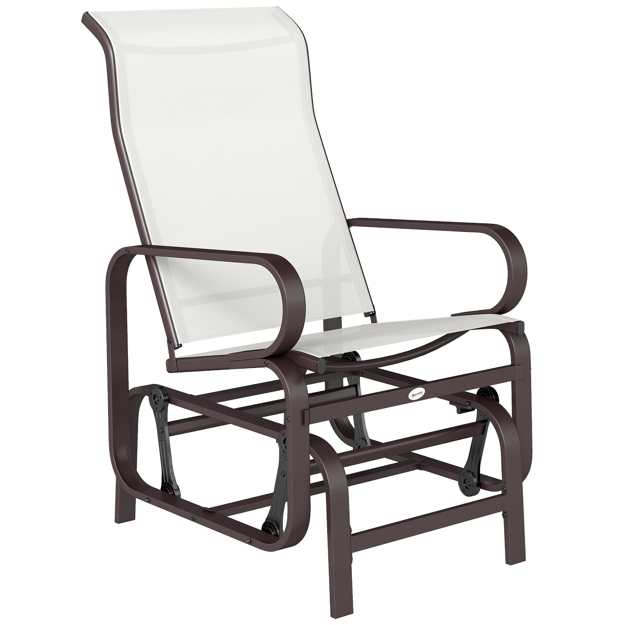 Outdoor Patio Gliding Chair, Swing Rocker Sling Fabric, Porch Deck Garden Pool