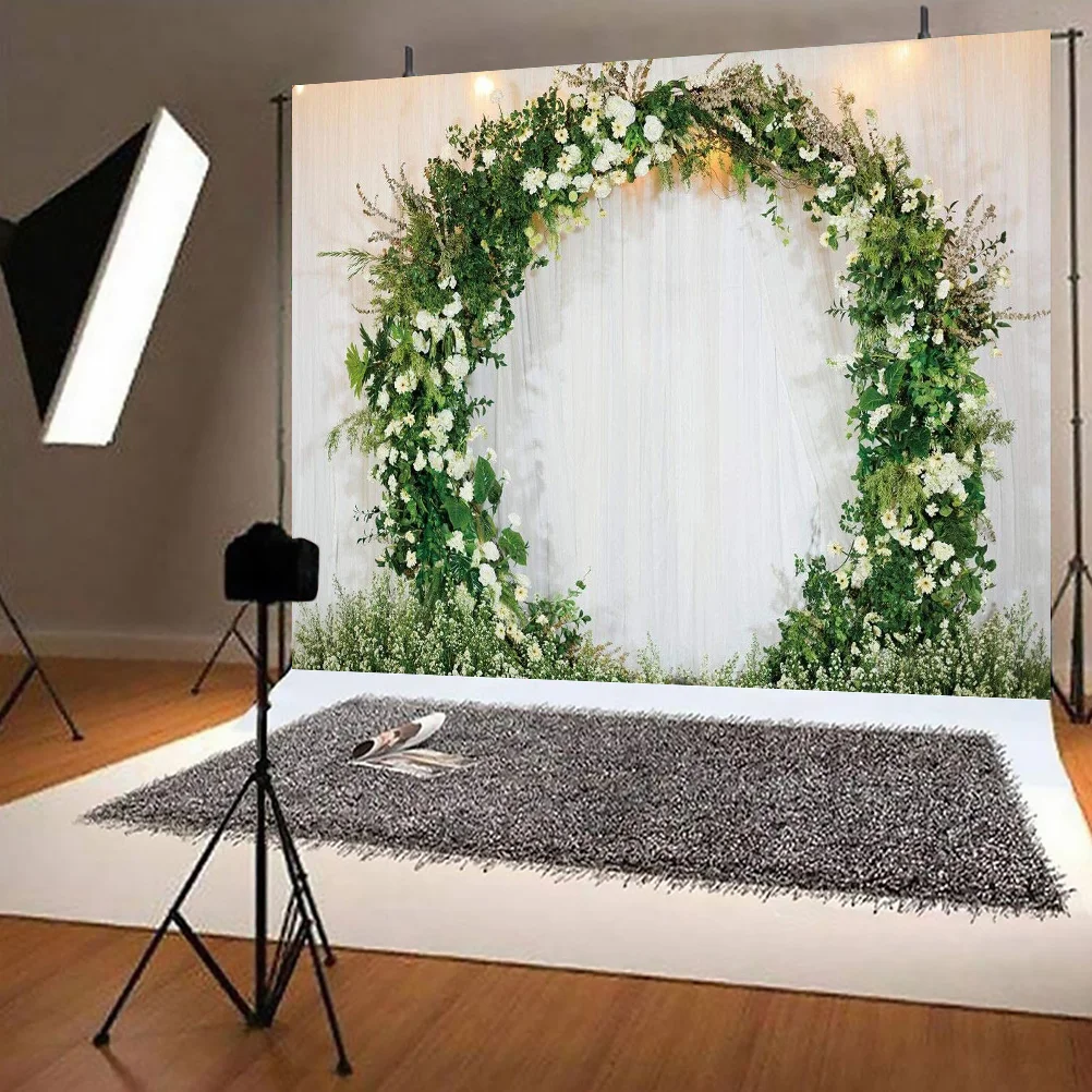

Floral Wreath Photography Backdrop Wedding Bridal Photo Background Cloth Background Birthday New Year Photo Decor