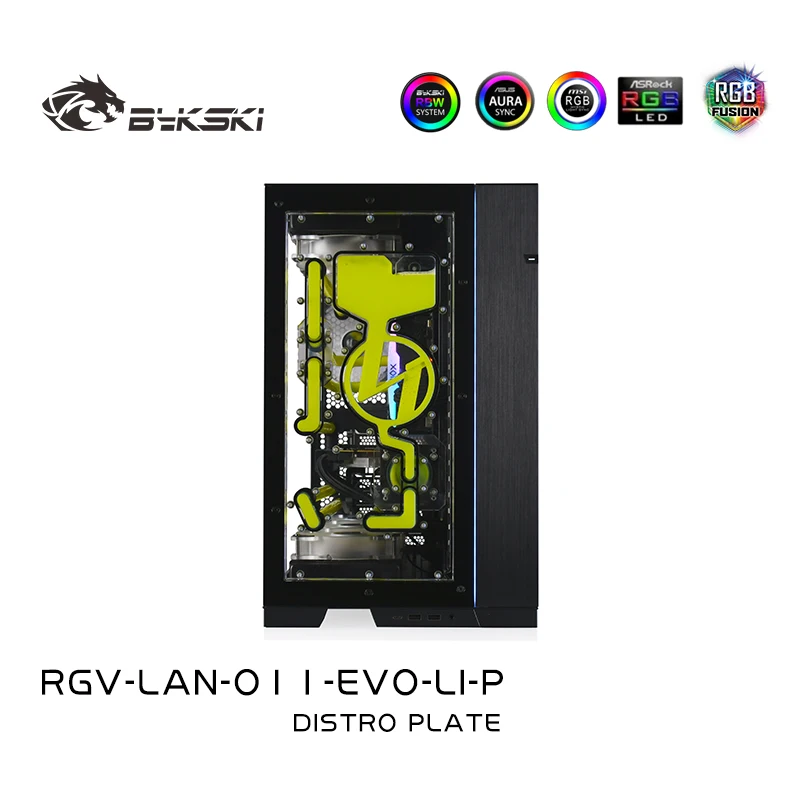 Imagem -05 - Bykski Frente Acrílico Distro Placa Placa para Lian li O11 Evo pc Case Reservatório de Água com Bomba Ddc Rgv-lan-o11-evo-li-p