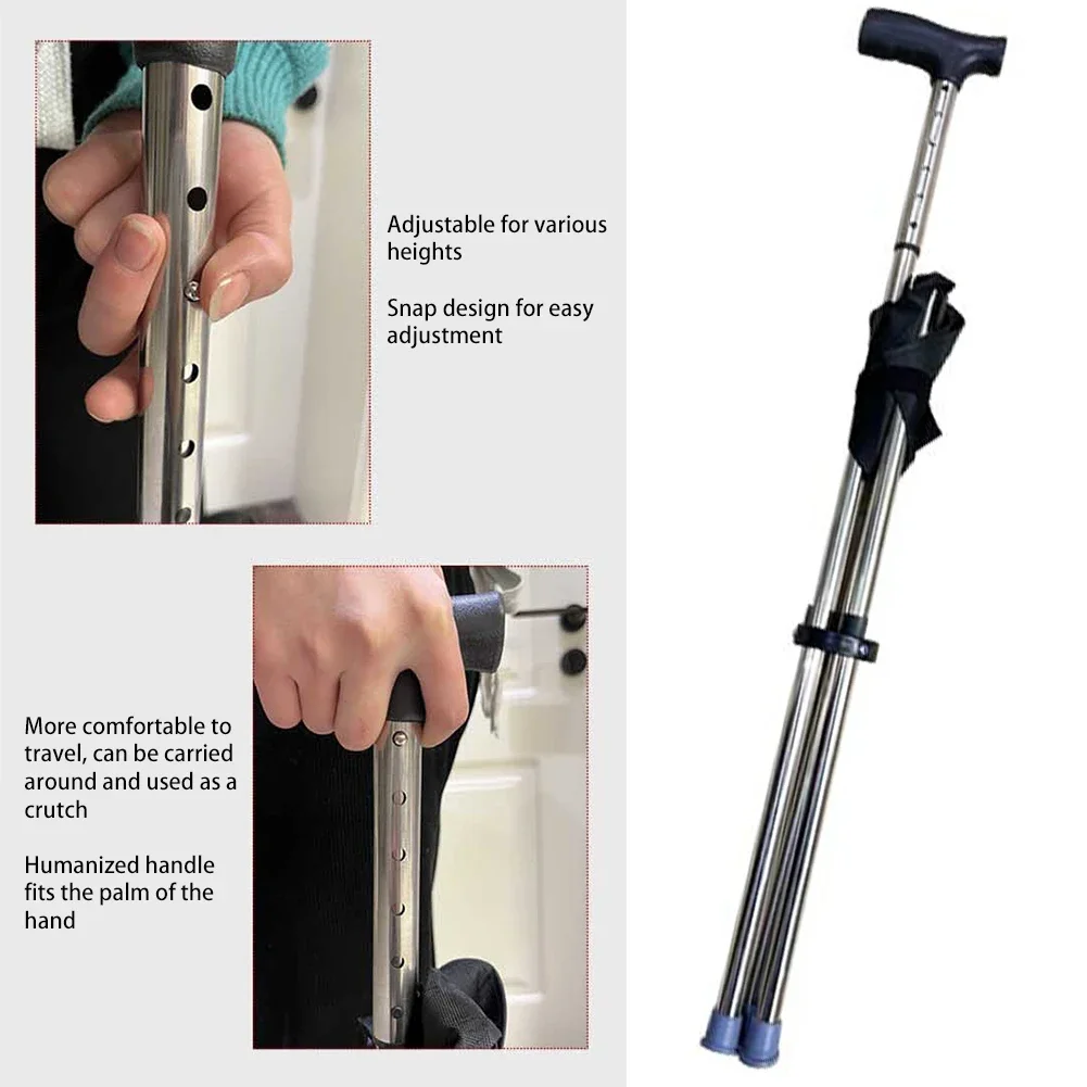 Adjustables Lightweight Cane with Seats 3 Legged Lightweight Folding Walking Stick Seats Stick for Elderly for Outdoor Walking image 3