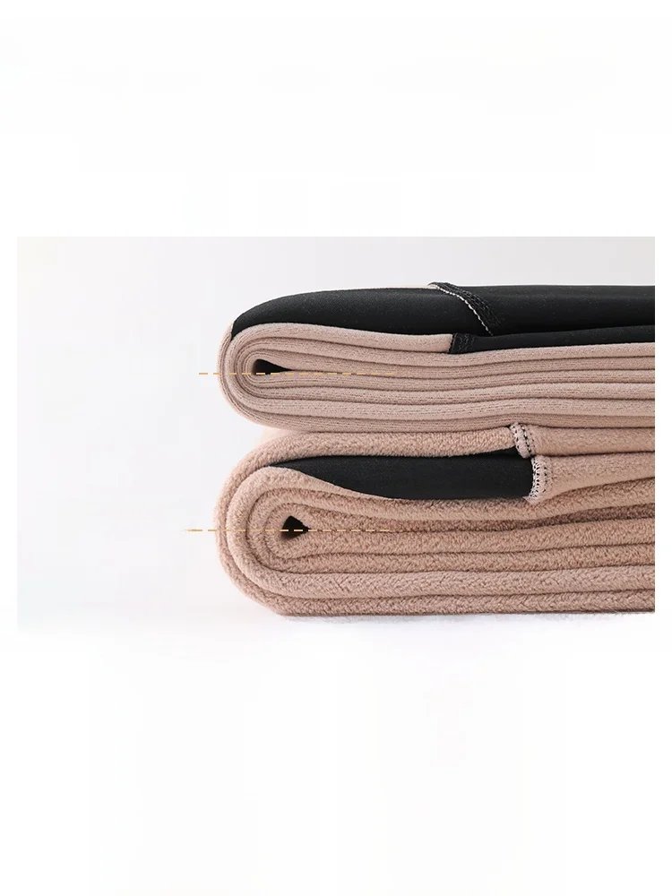 Plus Size Fce Forrado Thi Arkskin Yoga Calças Casacos Femininos Inverno Quente Cintura Alta Calças de Nove Pontos Sl Tummy Co...