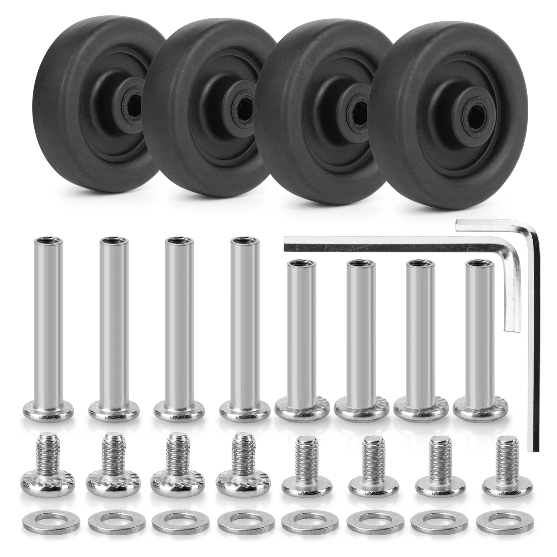 

4PCS Black Luggage Wheel Replacement with Screw for Travel Luggage Suitcase Wheels Axles Repair Kit Dia 47mm Caster Wheel Repair